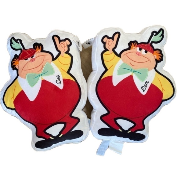 Disney Tweedle Dee and Tweedle Dum Throw Pillow Set NEW Alice in Wonderland - Picture 2 of 2